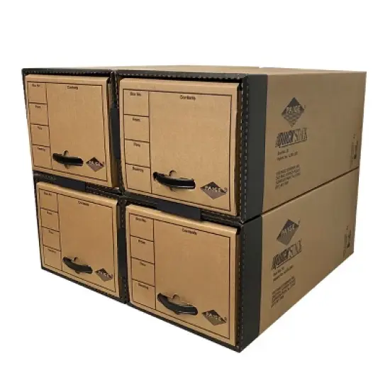 UOFFICE Pack of 4 Quick Stack Drawer File Boxes, 24" x 12.5" x 10.5" image {2}