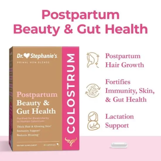 Dr. Stephanie&rsquo;s Primal Moms Purified Colostrum Supplements for Gut, Skin, Hair and Immune Support - 30ct image {4}