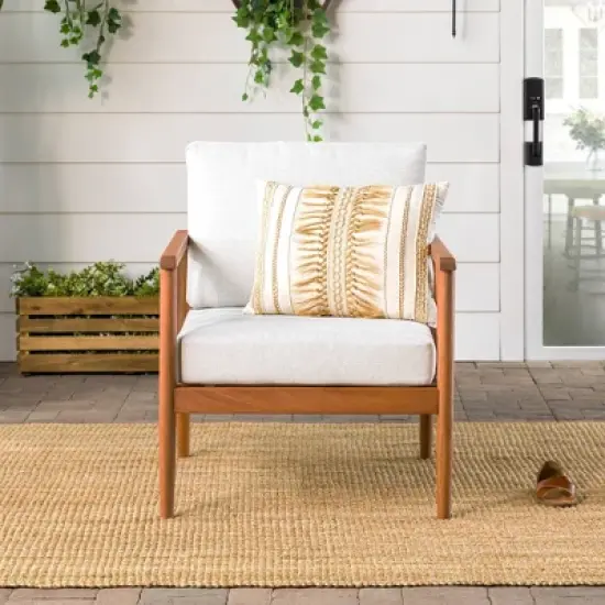 Saracina Home Modern Boho Eucalyptus Outdoor Spindle Arm Chair with Cushions
 image {2}