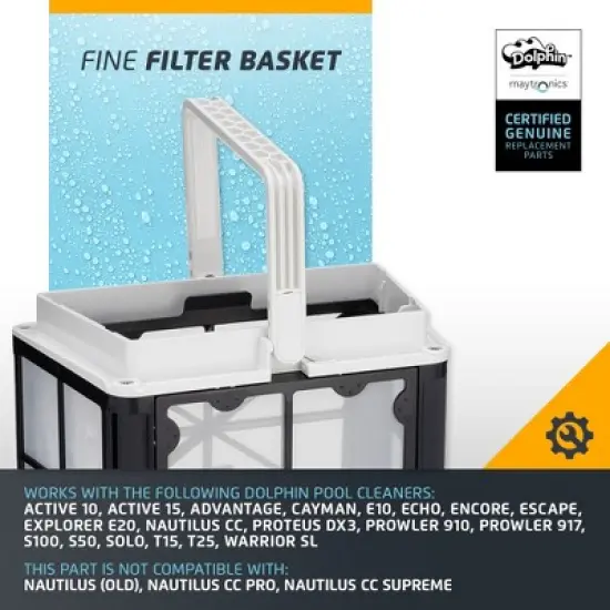 Dolphin Fine Filter Assembly for Nautilus CC, E10, Proteus DX3, Escape, Cayman, S50, S100, Active 10 & 15 Pool Cleaners Replacement image {2}