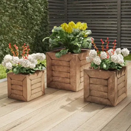 Pure Garden 3-Piece Square Planter Set image {8}