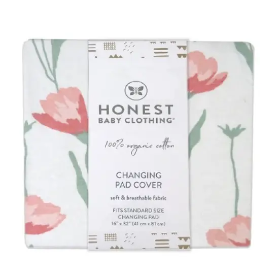 Honest Baby Organic Changing Pad Cover - Strawberry Pink Floral image {1}