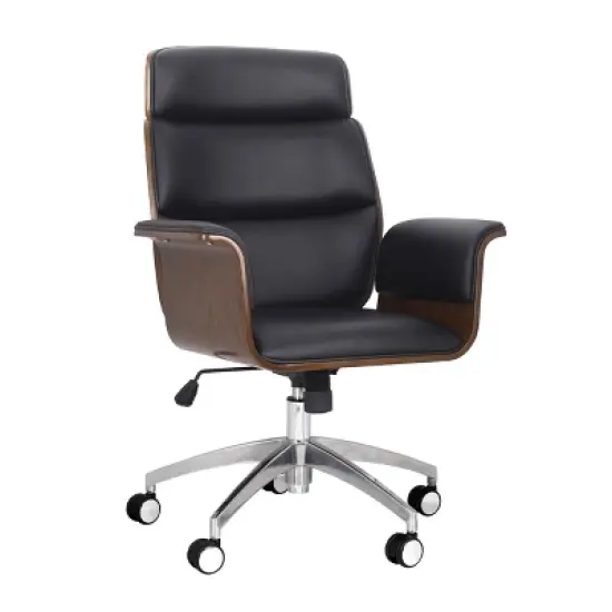 Cannonade Mid-Century Modern Swivel Office Chair Black/Walnut - Christopher Knight Home image {2}
