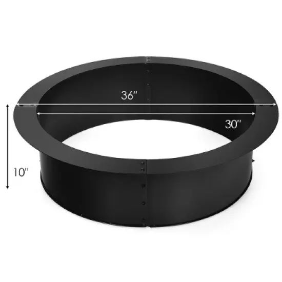 Costway 36 Inch Round Steel Fire Pit Ring Liner DIY Wood Burning Insert image {7}