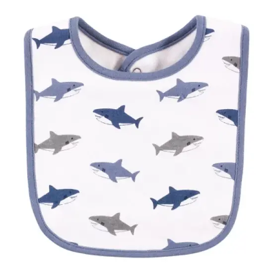 Hudson Baby Infant Boy Cotton Bib and Sock Set, Handsome Shark, One Size image {3}
