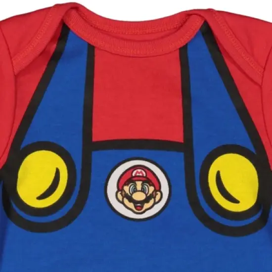 SUPER MARIO Nintendo Mario Luigi Baby Bodysuit and Hat Set Newborn to Infant image {5}