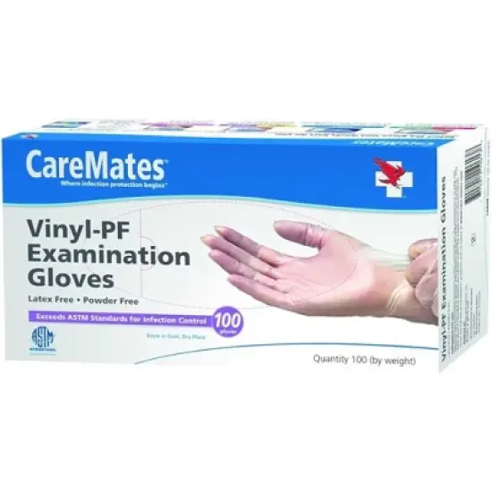 CareMates Vinyl Powder Free Examination Gloves Large, 100 Ct image {4}