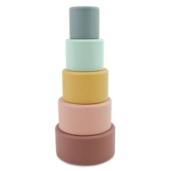 Hudson Baby Infant and Toddler Silicone Toy Stacking Cups, Multicolor, One Size image {3}