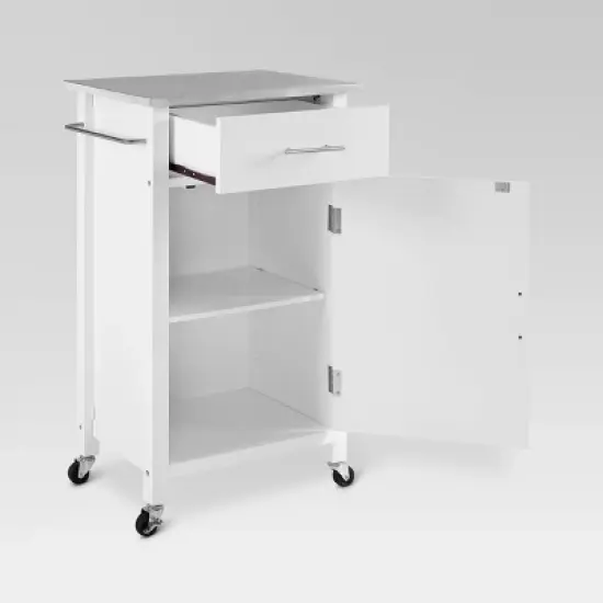 Savannah Stainless Steel Top Compact Kitchen Island Cart White - Crosley image {2}