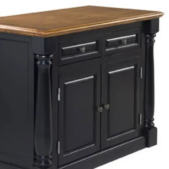 Monarch Kitchen Island with Oak Top Black - Homestyles image {6}