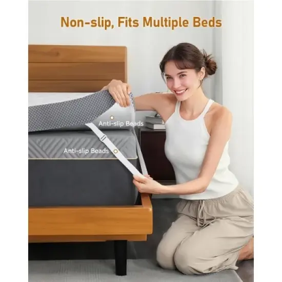 Dyonery 3 Inch Memory Foam - High Density Mattress Pad for Back Pain Relief - Breathable Washable Cover with Anti-Slip Straps image {5}