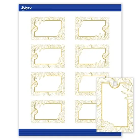 Avery Rectangle Tags, Pre-Printed Gold Florals, 2" x 3" image {9}