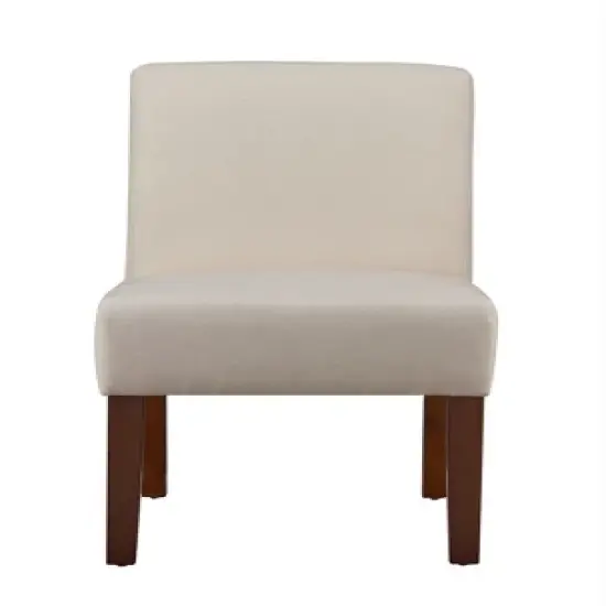 Carl Armless Fabric Upholstered Accent Chair Set of 2 with Round Wood Side Table Slipper Chairs Sets-Maison Boucle image {5}