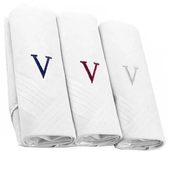 Men's Cotton Monogrammed Handkerchiefs Initial Letter Hanky image {40}