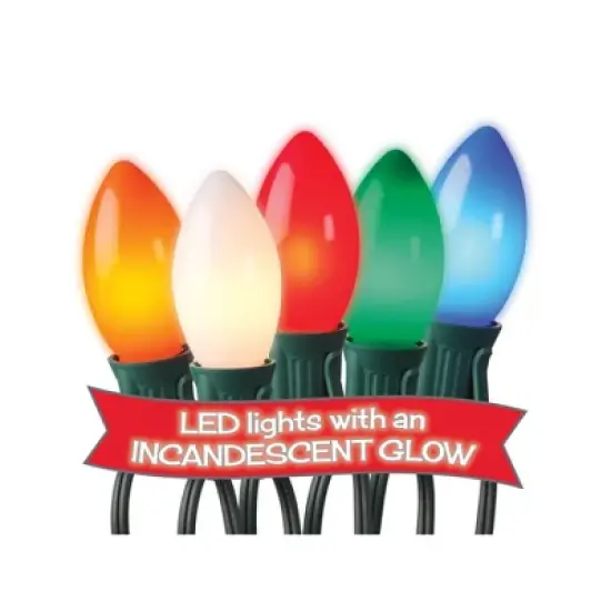 20ct LED Sylvania Stay-lit Incandescent Look Indoor/Outdoor C9 String Lights with Green Wire image {2}