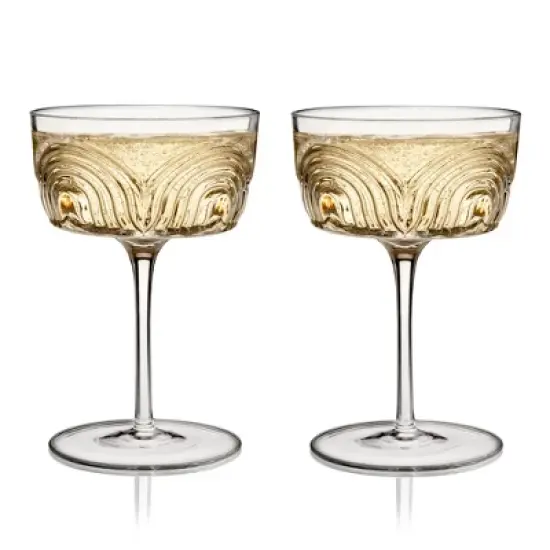 Viski Beau Cocktail Coupe Glasses, Unique Cocktail Glasses Crystal Drinkware, 7.5oz. Cocktail Glasses Stem Vintage Wine Glasses Inspired Set of 2 image {11}