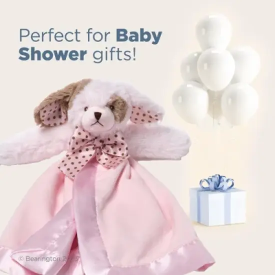 Bearington Baby Wiggles Snuggler, 15 Inch Pink Puppy Dog Plush Stuffed Animal Security Blanket Lovey for Babies image {4}