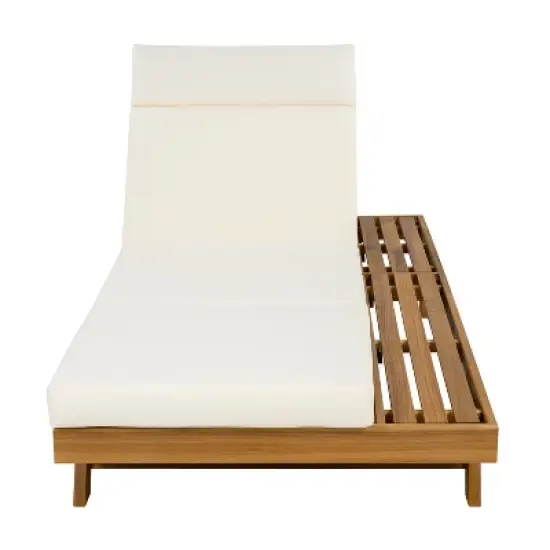 Christopher Knight Home Darla Outdoor Acacia Wood Adjustable Chaise Lounge with Water-Resistant Cushion image {1}