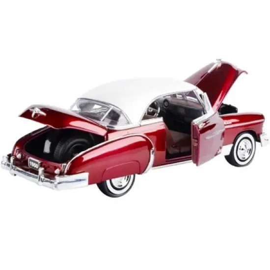 1950 Chevrolet Bel Air Burgundy with White Roof 1/18 Diecast Model Car by Motormax image {1}