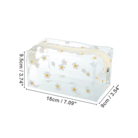 Unique Bargains Portable PVC Clear Makeup Bag Flower White 1 Pc image {1}