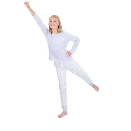Sleep On It Girls 2-Piece Fleece Pajama Set - Purple Plaid image {3}