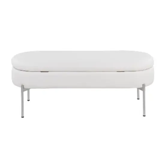 48" Chloe PU Leather/Metal Storage Bench Chrome/White - LumiSource image {4}