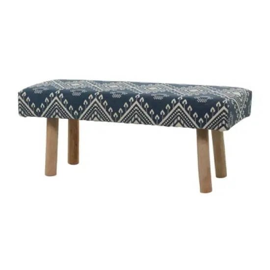 Bohemian Wood Cotton Upholstered Bench - Olivia & May image {7}
