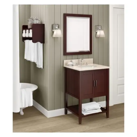 Bath Storage Shelf with Towel Rod 25" - Alaterre Furniture image {2}