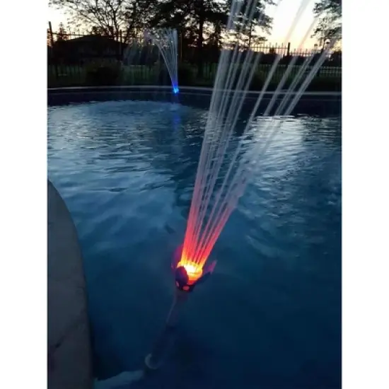 Magic Pool Fountain Water Powered Swimming Pool Fountain w/ Multicolor LED Bulb (2 Pack) and Comfy Floats Memory Foam Sun Disc Pool Float, Watermelon image {3}