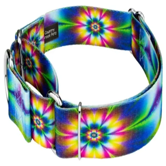 Country Brook Petz 1 1/2 Inch Tie Dye Flowers Martingale Dog Collar image {3}