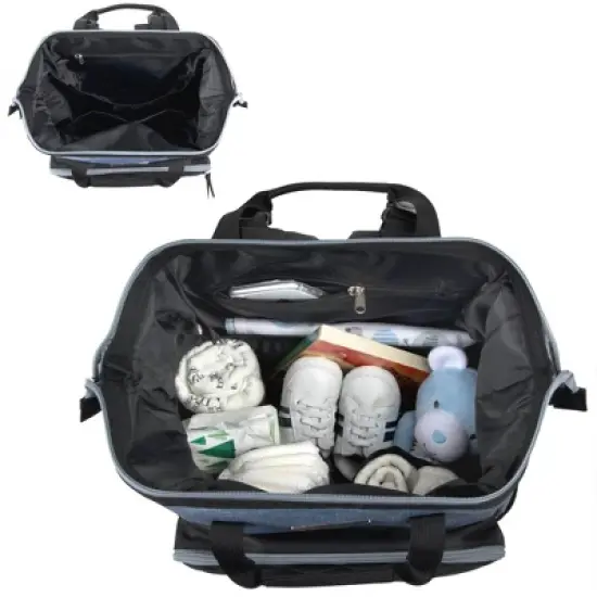 Baby Essentials Quilted Frame Diaper Backpack - Gray/Black image {3}