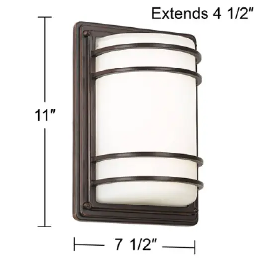 John Timberland Habitat Modern Outdoor Wall Light Fixture Rubbed Bronze 11" Opal Glass Shade for Post Exterior Barn Deck House Porch Yard Posts Patio image {5}