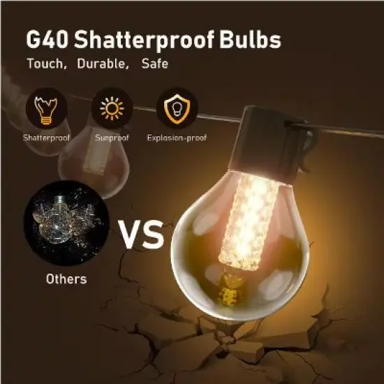 BlueAcorn Indoor/Outdoor Bluetooth LED Globe String Lights, 100ft image {4}
