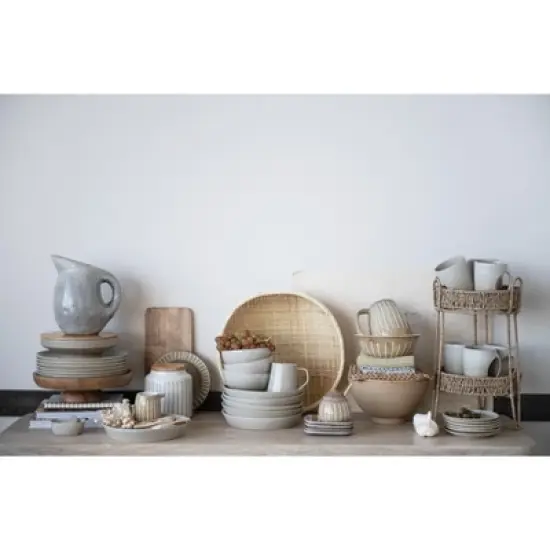 Storied Home Neutral Reactive Glaze Stoneware Pitcher image {2}