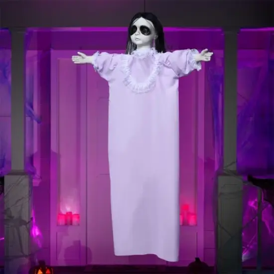 Joyfy 43&rsquo;&rsquo; Halloween Decoration Hanging Doll Ghost, Purple Dress Creepy Doll Skeleton with Scary Expressions for Halloween Indoor Outdoor Decor image {5}