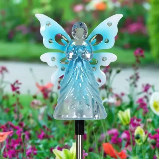 33.85" Acrylic Solar Angel Stake Blue - Exhart image {2}