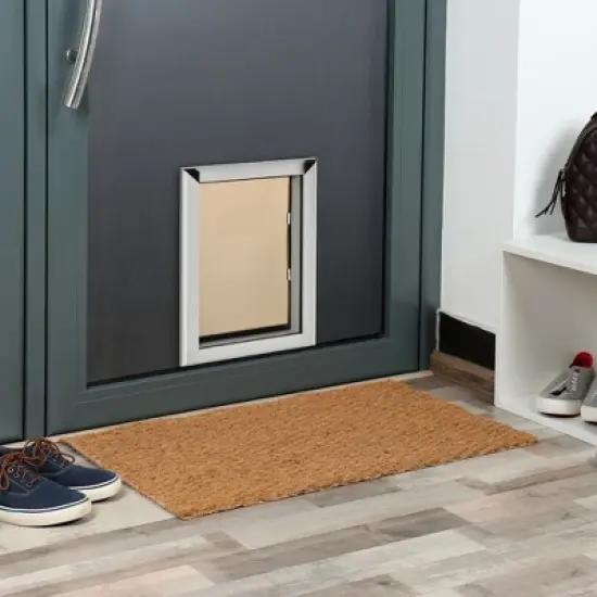 PawHut 2 Way Locking Dog Door, Aluminum Doggy Pet Door for Wall, Fast Installation, with Magnetic Closure, Locking Panel, Weatherproof, Insulating image {1}