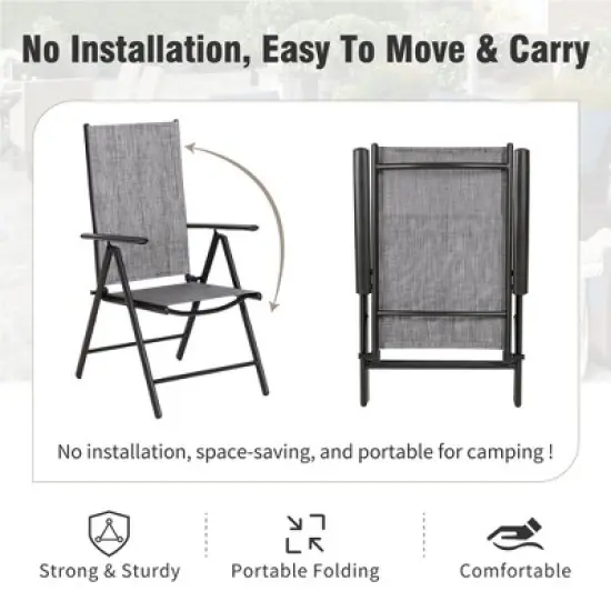 Captiva Designs 7pc Patio Dining Rectangular Steel Table & Pre-assembled Textilene Reclining Foldable Chairs image {13}