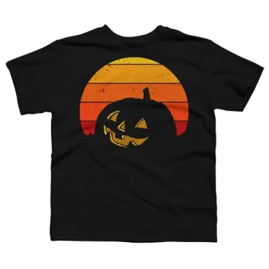 Boy's Design By Humans Vintage Retro Sunset Halloween Pumpkin I By lemonpepper T-Shirt image {5}