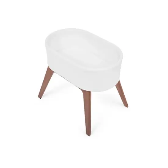 Delta Children Aero Bassinet Modern Portable Baby Crib with Solid Wood Legs, Mattress Pad and Fitted Sheet - White image {11}