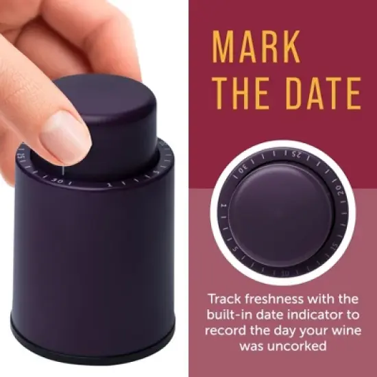 Maplefield Vacuum Wine Stoppers - Leak-Proof Vacuum Pump Wine Preserver - Resealable Wine Vacuum Stopper - Plastic - 4 Pack, Purple image {4}