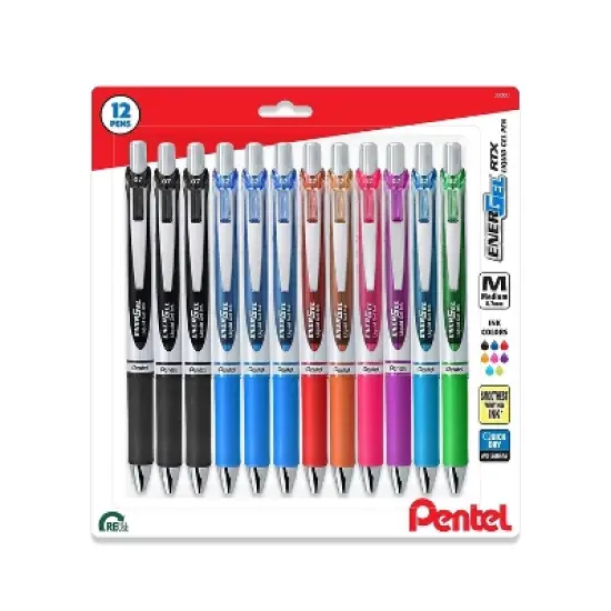 EnerGel RTX Retractable Gel Pen Medium Point 0.7mm Assorted Ink Dozen (BL77BP12M3) image {4}