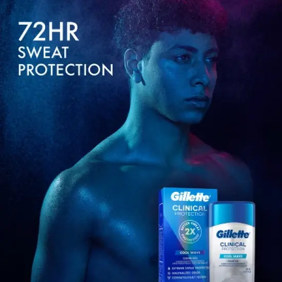 Gillette Antiperspirant Deodorant for Men Clinical Clear Gel - Cool Wave 72 Hour Sweat Protection - 2.6oz image {2}