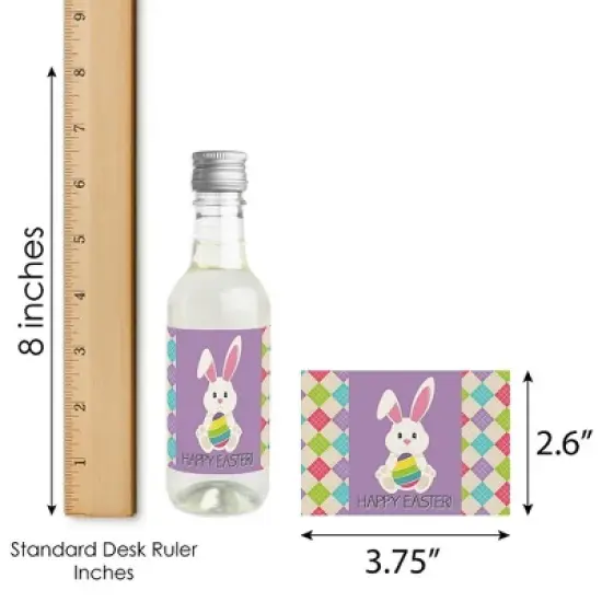 Big Dot of Happiness Hippity Hoppity - Mini Wine and Champagne Bottle Label Stickers - Easter Bunny Party Favor Gift for Women and Men - Set of 16 image {6}