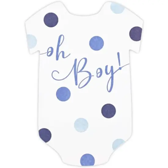 Sparkle and Bash Set of 50 Baby Boy Predictions and Advice Cards for Shower Game Activity & Gender Reveal Party, Oh Boy Polka Dot Design, Blue image {3}