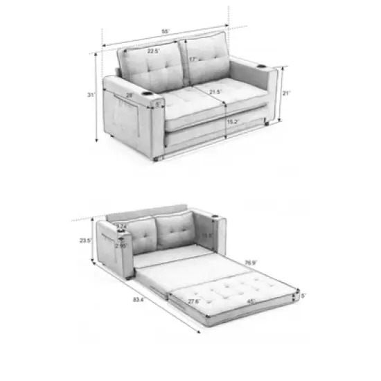 Gulches Upholstered Futon Sofa Convertible Sofa bed image {3}