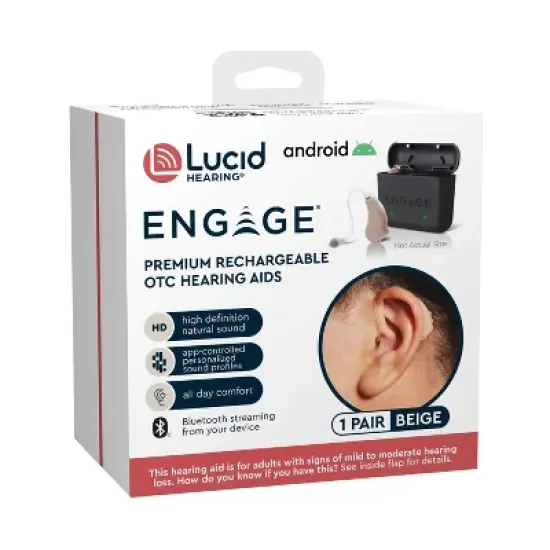 Lucid Hearing Engage Rechargeable OTC with BT Streaming Android Behind The Ear Hearing Aid image {4}