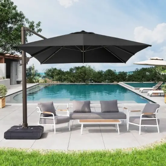 Crestlive Products 11.5'x11.5' Luxury Aluminum Frame Double Top Round Offset Cantilever Umbrella Black image {2}