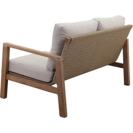 Courtyard Casual Ocean Pointe Loveseat Eucalyptus Wood Frame with Olefin Cushion image {9}