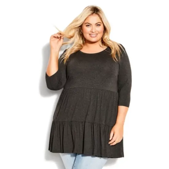 Women's Plus Size Amaya Plain Tunic - charcoal | AVENUE image {3}